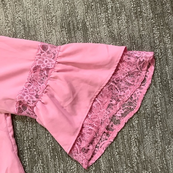 Lane Bryant Women's Pink 3/4 Lace Bell Sleeve Top Tunic Blouse Plus Size 14/16 - Picture 2 of 9